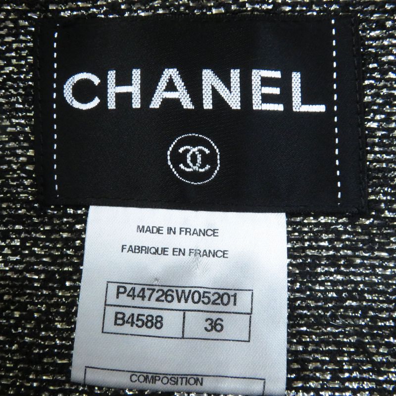 CHANEL P44726 5'' Sleeve Collarless Jacket With Gold Coco Mark Plate Lining