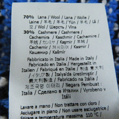 Fendi 18 Fzy731 Wool Cashmere FF Logo/zucca Pattern Knit Hoodie Blue White 38