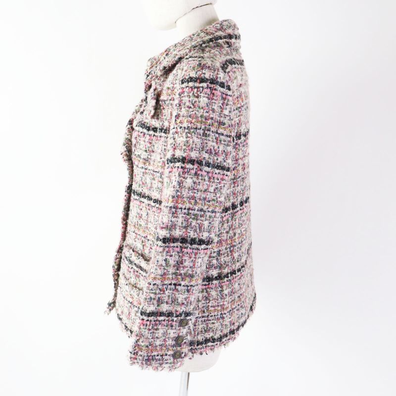CHANEL 05A P26908 Wool Mohair Tweed Jacket With Coco Mark Buttons Multi 40