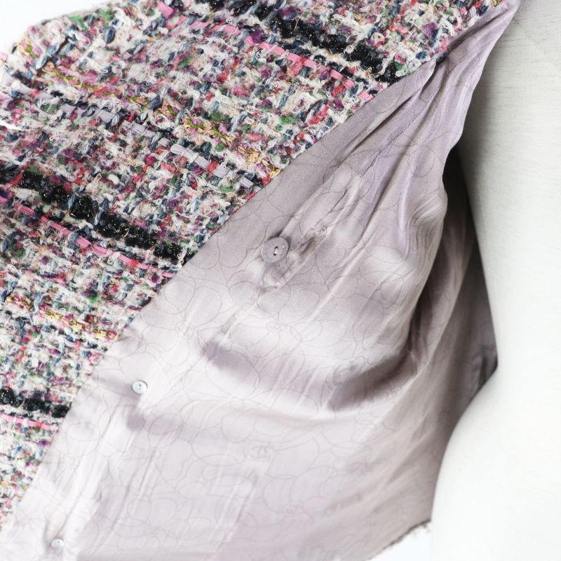 CHANEL 05A P26908 Wool Mohair Tweed Jacket With Coco Mark Buttons Multi 40