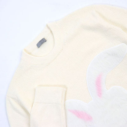 DIOR Homme ERL 23SS 313m657at498 Rabbit Patch Pile Knit With Logo Stitch Ivory