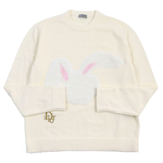 DIOR Homme ERL 23SS 313m657at498 Rabbit Patch Pile Knit With Logo Stitch Ivory