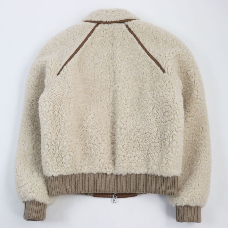 Fendi 2022 Fw1163 Leather Trimmed Cotton Filled Wool Alpaca Blouson Beige Brown