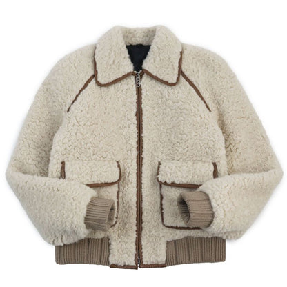 Fendi 2022 Fw1163 Leather Trimmed Cotton Filled Wool Alpaca Blouson Beige Brown