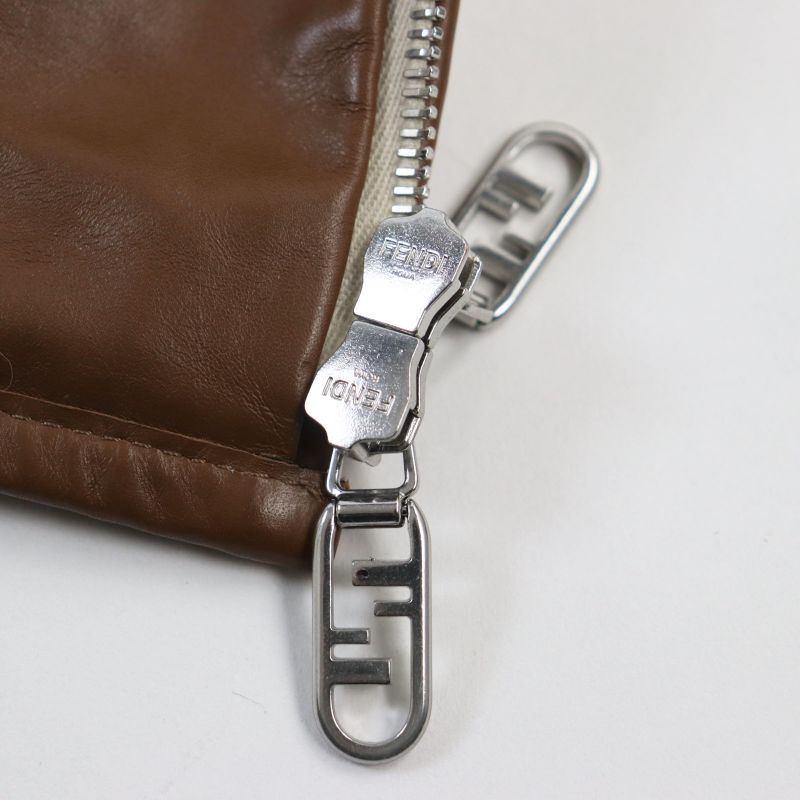 Fendi 2022 Fw1163 Leather Trimmed Cotton Filled Wool Alpaca Blouson Beige Brown