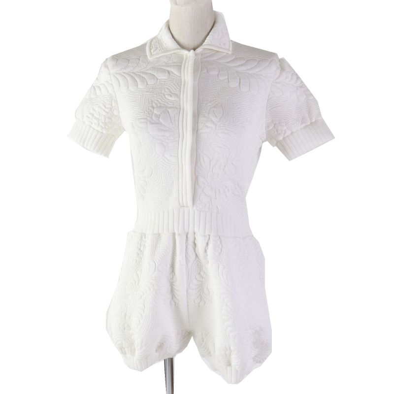 Fendi 20 Fzd880 Embossed/furled Weave Short Sleeves/short Length All-in-one