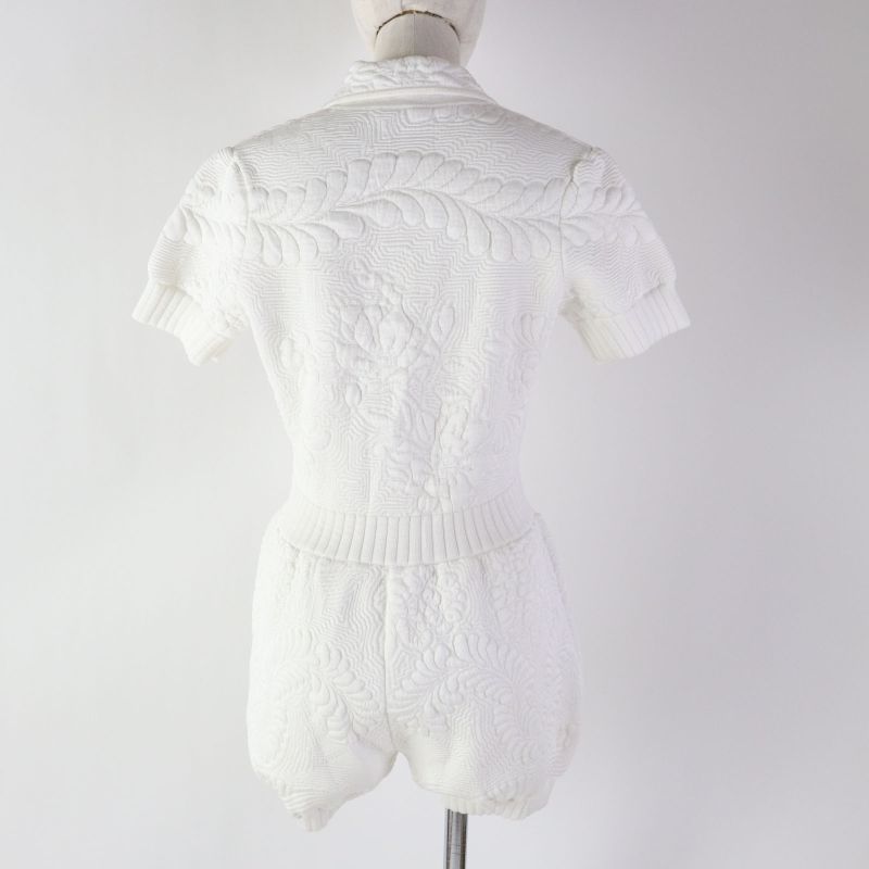 Fendi 20 Fzd880 Embossed/furled Weave Short Sleeves/short Length All-in-one