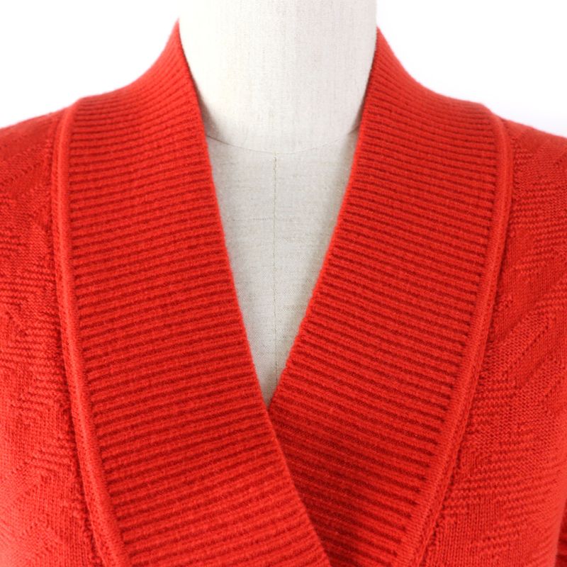 Hermes 22 2e2501de 100% Virgin Wool H Pattern V Neck Knee Length Short Sleeves