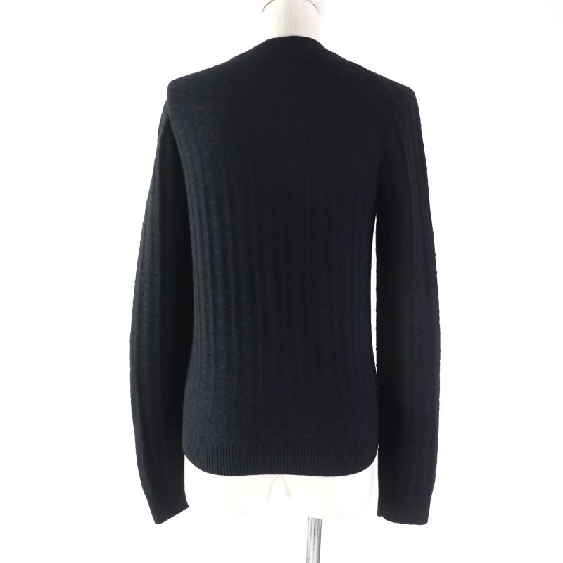 Hermes 2023 3e2621db H Pattern Crewneck Long Sleeve Sweater/knit Black 38 Made