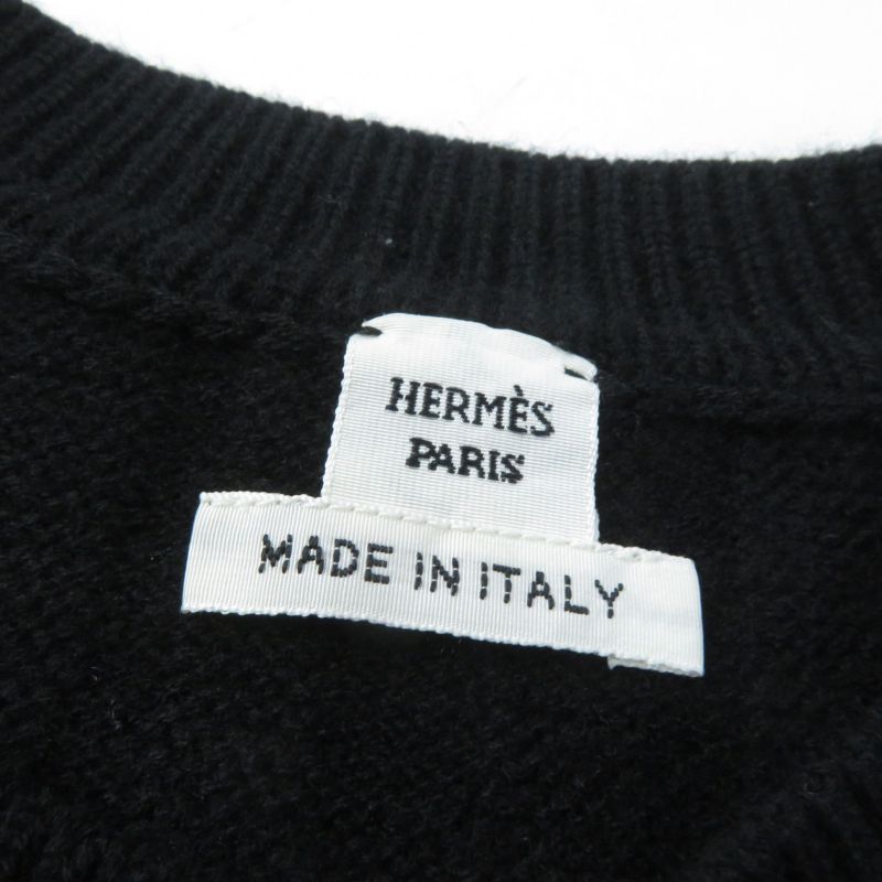 Hermes 2023 3e2621db H Pattern Crewneck Long Sleeve Sweater/knit Black 38 Made