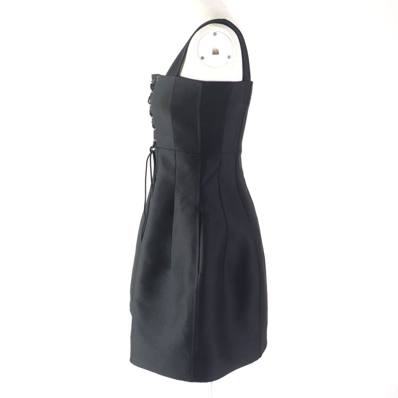 Christian DIOR 2022 251r35a1212 Silk-blend Lace-up Cami Dress/dress Black 40