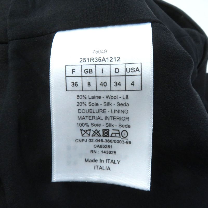 Christian DIOR 2022 251r35a1212 Silk-blend Lace-up Cami Dress/dress Black 40