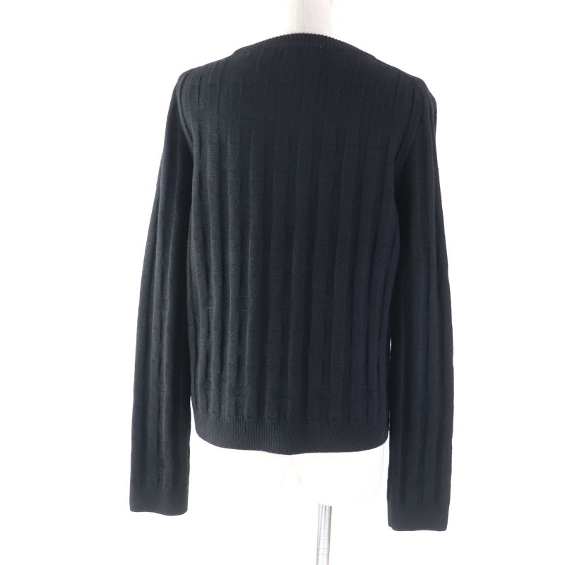 Hermes 2021 H Pattern Crewneck Long Sleeve Knit/sweater Black 42 Made In Italy