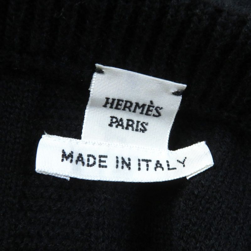Hermes 2021 H Pattern Crewneck Long Sleeve Knit/sweater Black 42 Made In Italy