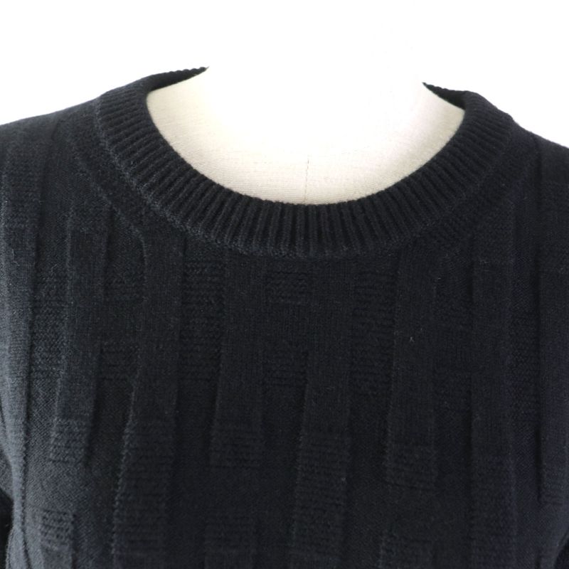 Hermes 2021 H Pattern Crewneck Long Sleeve Knit/sweater Black 42 Made In Italy