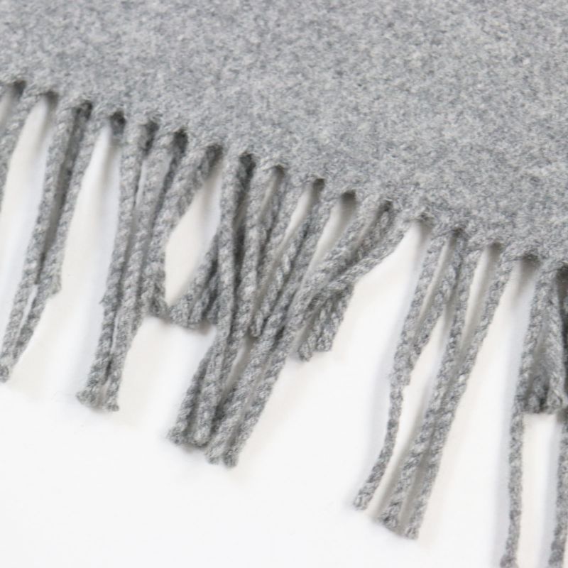 Hermes 100% Cashmere Leather Tag Fringed Blanket Extra Large Scarf Greyish