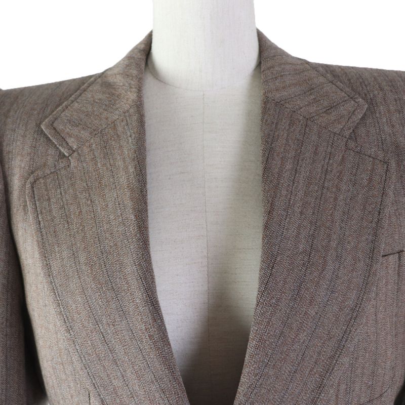 Gucci 2022 691270 Wool Striped Tailored Jacket Brown 42 Genuine