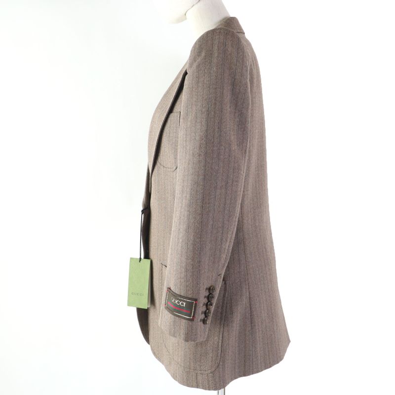 Gucci 2022 691270 Wool Striped Tailored Jacket Brown 42 Genuine