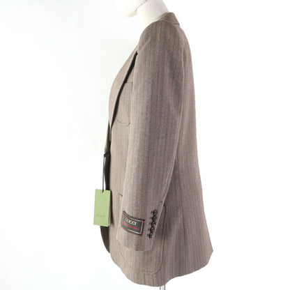 Gucci 2022 691270 Wool Striped Tailored Jacket Brown 42 Genuine