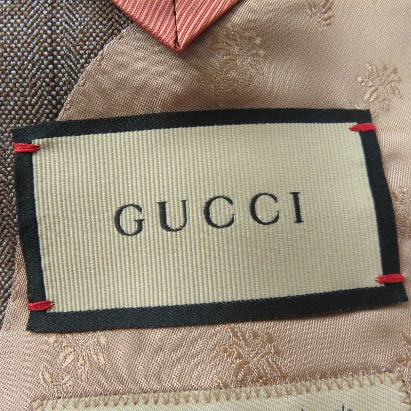 Gucci 2022 691270 Wool Striped Tailored Jacket Brown 42 Genuine