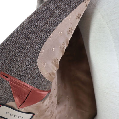 Gucci 2022 691270 Wool Striped Tailored Jacket Brown 42 Genuine