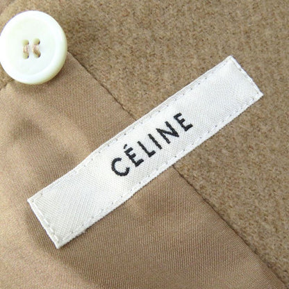 Celine 28h28 Camel Phoebe Period 100% Silk Lining Crombie Chester Coat Beige