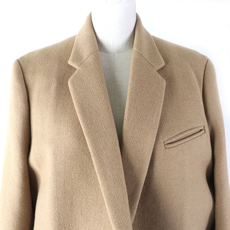 Celine 28h28 Camel Phoebe Period 100% Silk Lining Crombie Chester Coat Beige