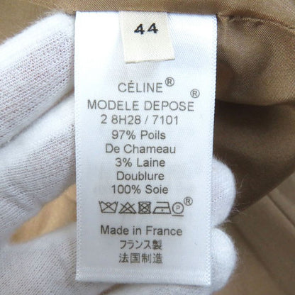 Celine 28h28 Camel Phoebe Period 100% Silk Lining Crombie Chester Coat Beige