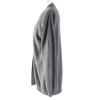 Hermes 97-7704 100% Wool H Pattern Serie Buttons Long Knit Cardigan Gray 40
