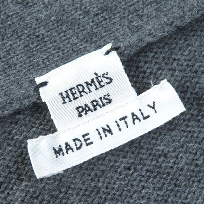 Hermes 97-7704 100% Wool H Pattern Serie Buttons Long Knit Cardigan Gray 40