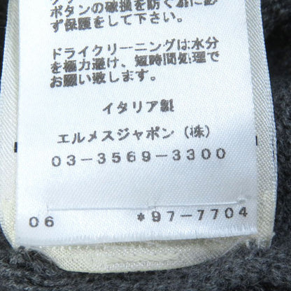 Hermes 97-7704 100% Wool H Pattern Serie Buttons Long Knit Cardigan Gray 40