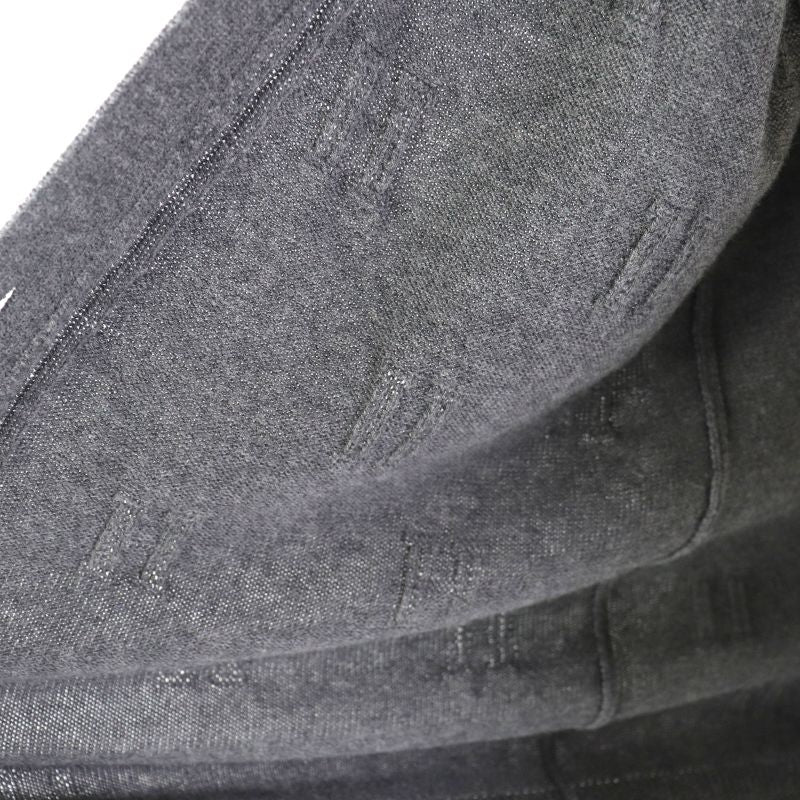 Hermes 97-7704 100% Wool H Pattern Serie Buttons Long Knit Cardigan Gray 40