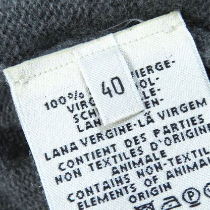 Hermes 97-7704 100% Wool H Pattern Serie Buttons Long Knit Cardigan Gray 40