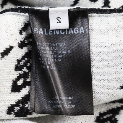 Balenciaga 20AW 625984 T3184 Allover Logo Oversized Scribble Crewneck Jacquard