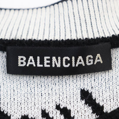 Balenciaga 20AW 625984 T3184 Allover Logo Oversized Scribble Crewneck Jacquard