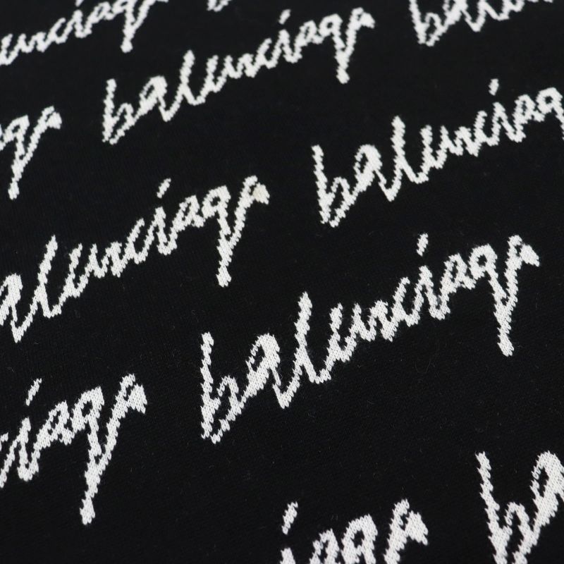Balenciaga 20AW 625984 T3184 Allover Logo Oversized Scribble Crewneck Jacquard
