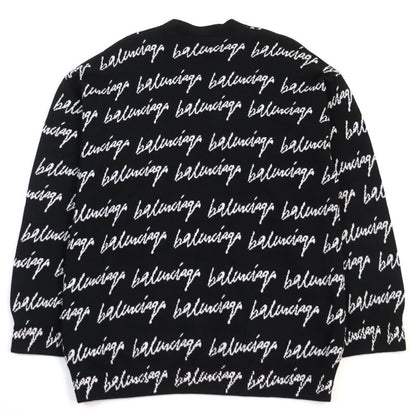 Balenciaga 20AW 625984 T3184 Allover Logo Oversized Scribble Crewneck Jacquard