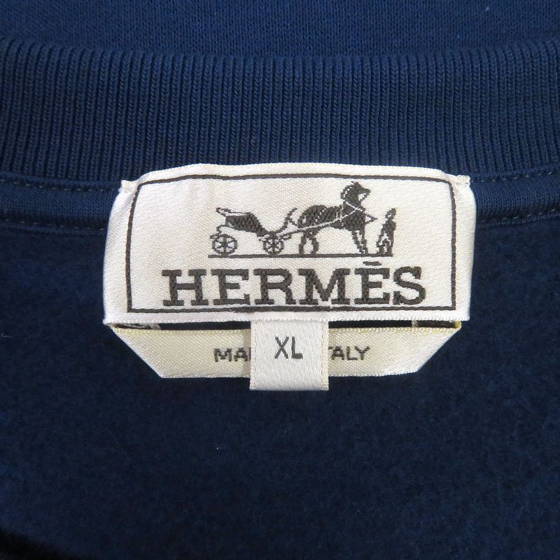Hermes 23SS Chevaux En Symmetry 100% Cotton Horse Lamb Leather Patch Sweatshirt