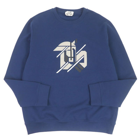 Hermes 23SS Chevaux En Symmetry 100% Cotton Horse Lamb Leather Patch Sweatshirt