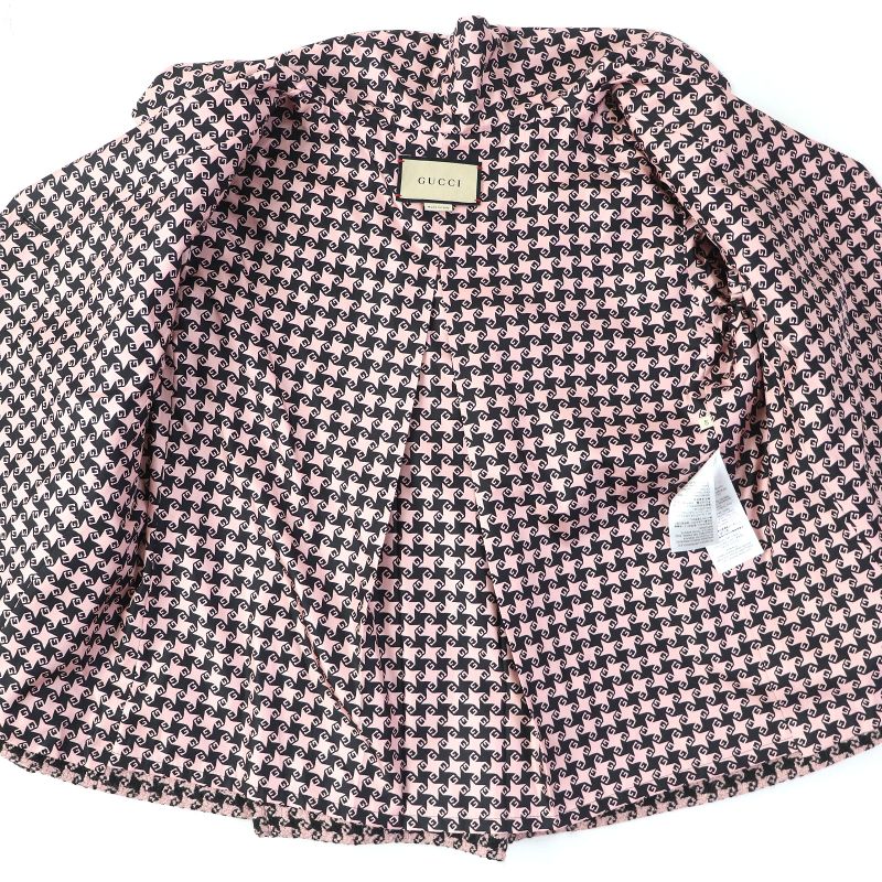 Gucci 674323 Wool GG Buttons Staggered Pattern 100% Silk Lining Nine-part