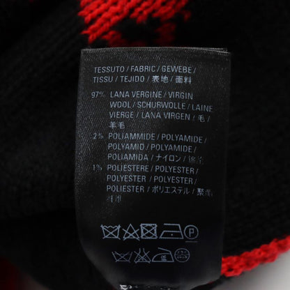 Balenciaga 2018 542601 Logo Jacquard Long Sleeve Knit Sweater Red Black S Made