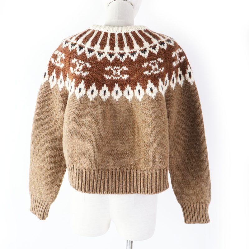 Celine 22AW 2adj7823v Triomphe Fair Isle Jacquard Cropped Crewneck Sweater