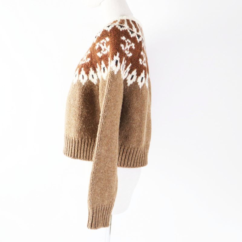Celine 22AW 2adj7823v Triomphe Fair Isle Jacquard Cropped Crewneck Sweater