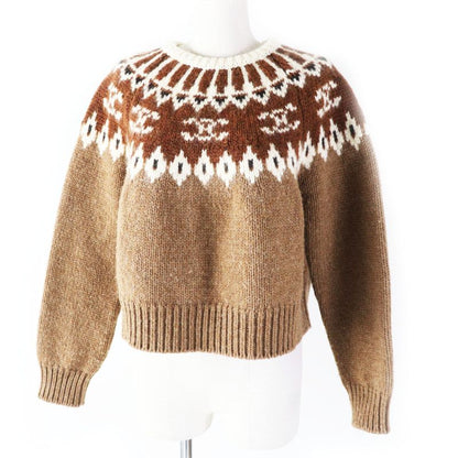 Celine 22AW 2adj7823v Triomphe Fair Isle Jacquard Cropped Crewneck Sweater