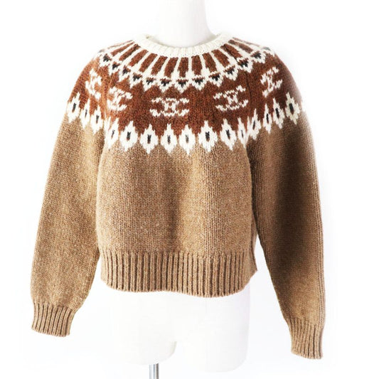 Celine 22AW 2adj7823v Triomphe Fair Isle Jacquard Cropped Crewneck Sweater