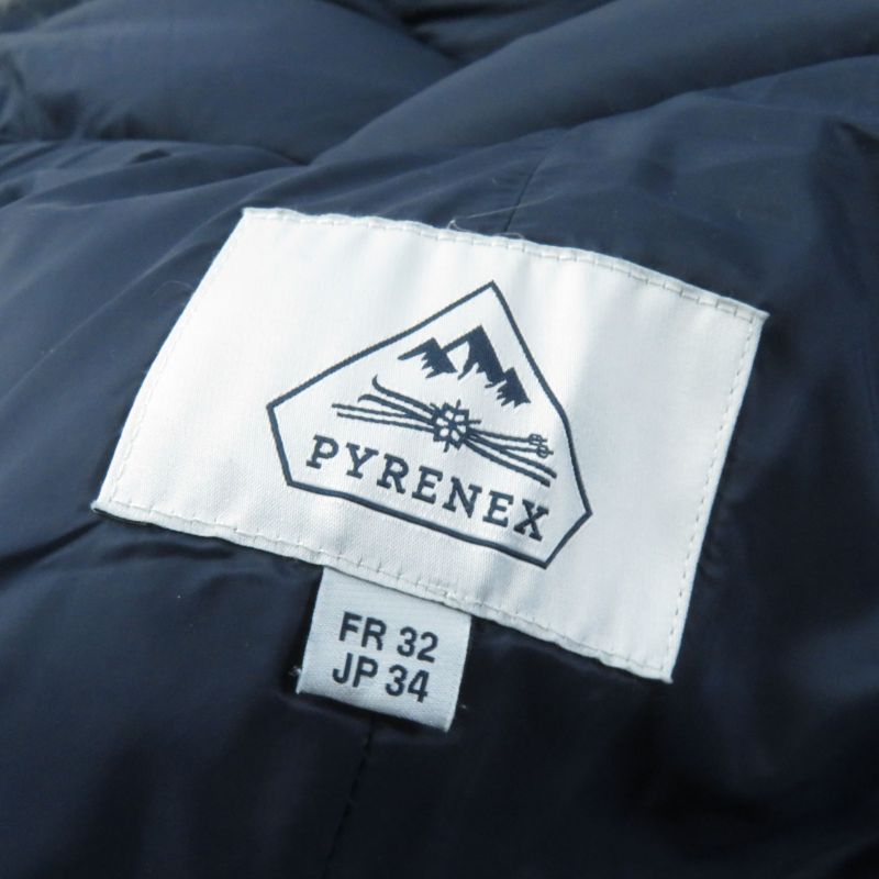 Pyrenex Bordeaux FUR Bordeaux Fur Racoon Fur Hooded Zip Up Down Jacket Navy 34