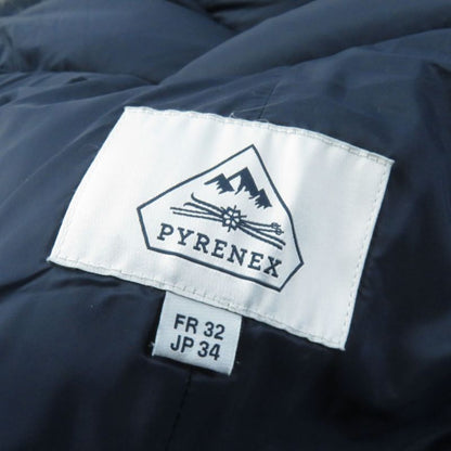 Pyrenex Bordeaux FUR Bordeaux Fur Racoon Fur Hooded Zip Up Down Jacket Navy 34