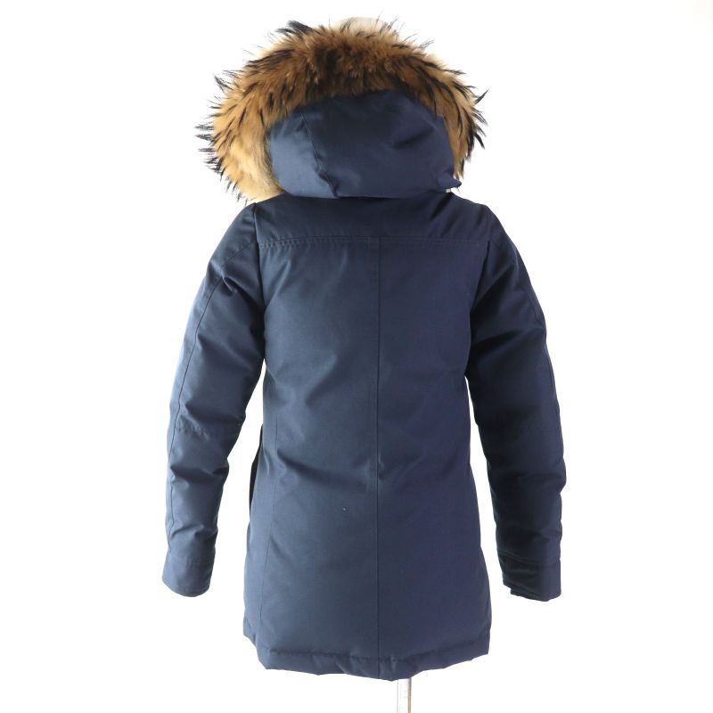 Pyrenex Bordeaux FUR Bordeaux Fur Racoon Fur Hooded Zip Up Down Jacket Navy 34