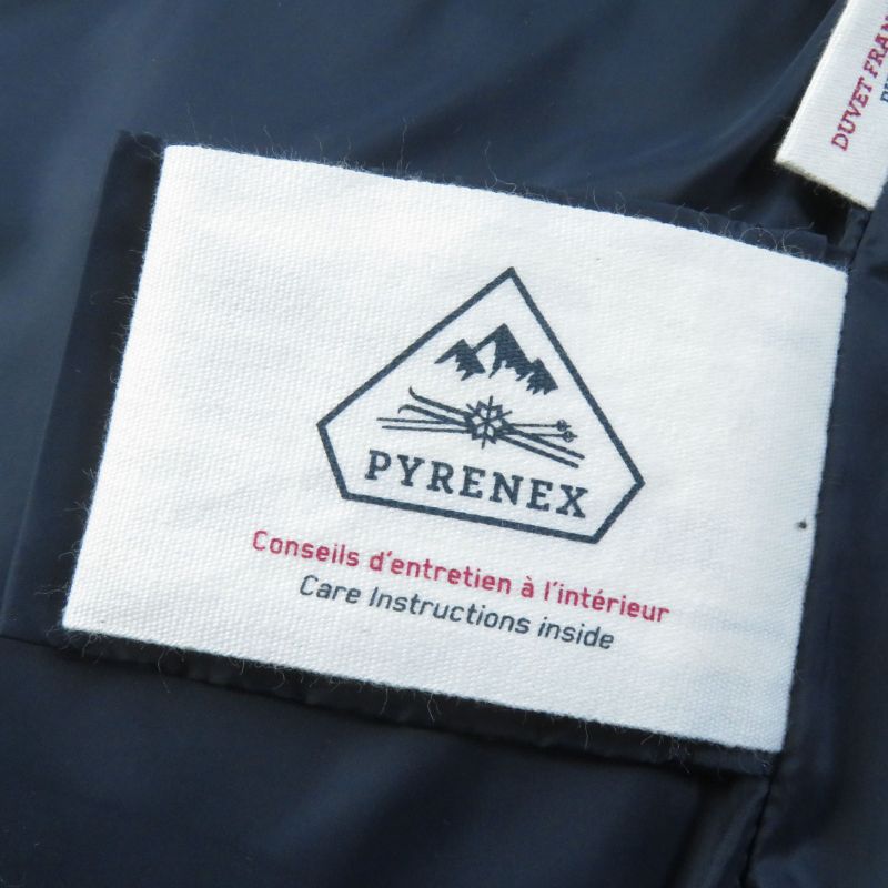 Pyrenex Bordeaux FUR Bordeaux Fur Racoon Fur Hooded Zip Up Down Jacket Navy 34