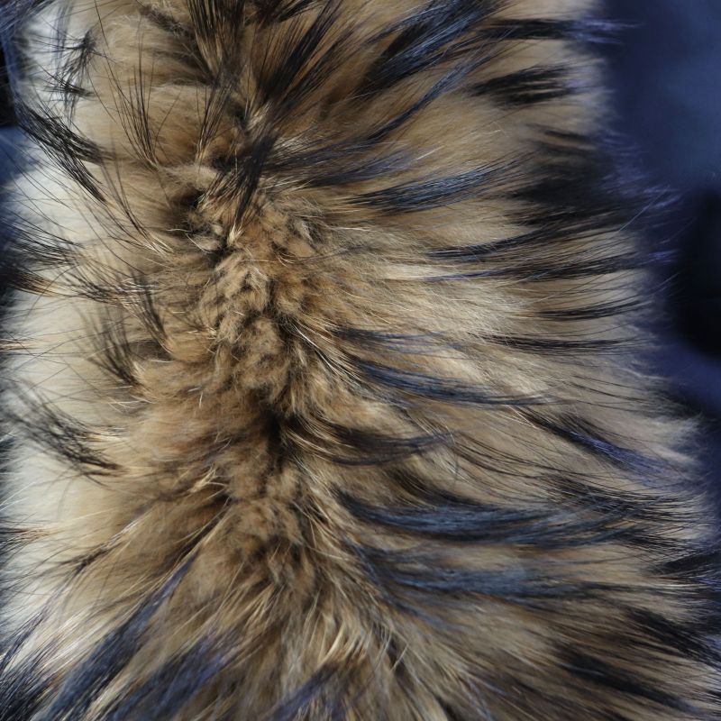 Pyrenex Bordeaux FUR Bordeaux Fur Racoon Fur Hooded Zip Up Down Jacket Navy 34